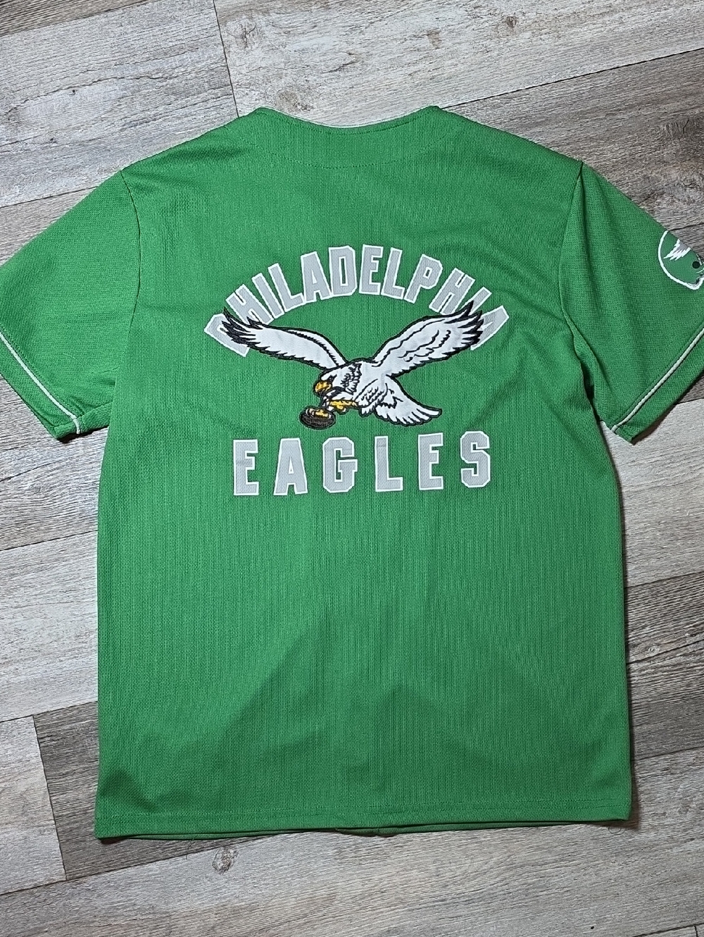 Ultra Game NFL Philadelphia Eagles Embroidered Button Up Mesh Jersey Sz Lg